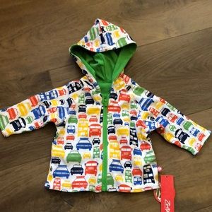 Zutano Infant Baby Reversible Hoodie Jacket Colorful Cars 6 Months - NWT